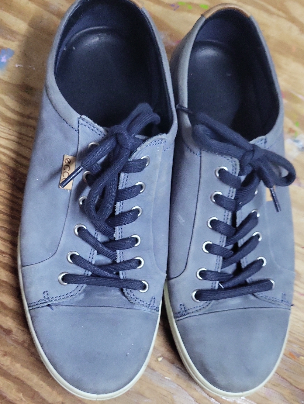 Ecco Men's Athletic Sneakers in Slate Blue soft leather 10